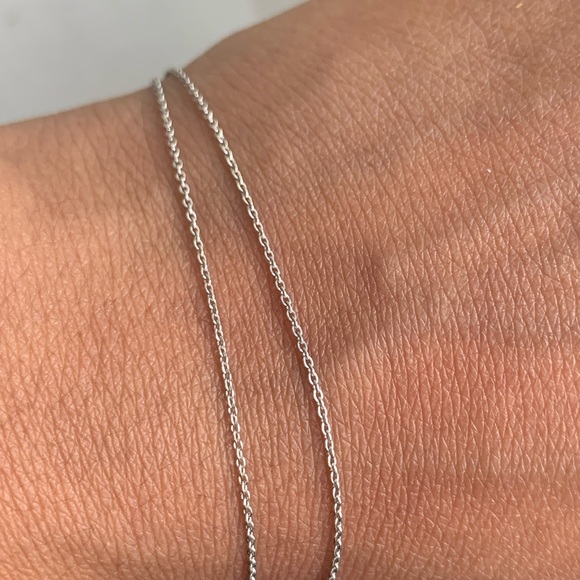 18k white gold chain with 14k gold solitaire charm - Picture 7 of 9